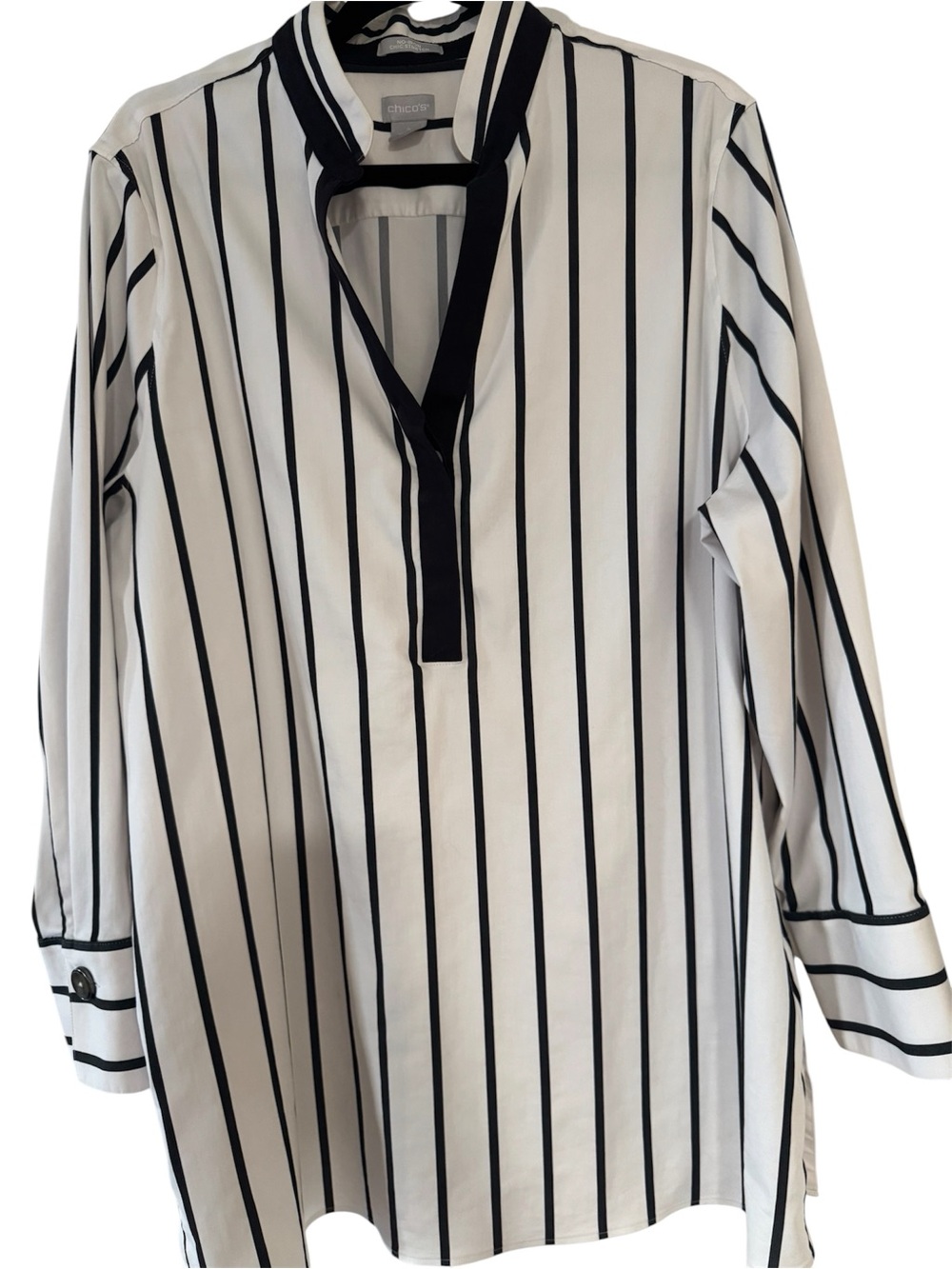 Chico's White Tunic with Black Vertical Stripes Size 4 (20) 2X